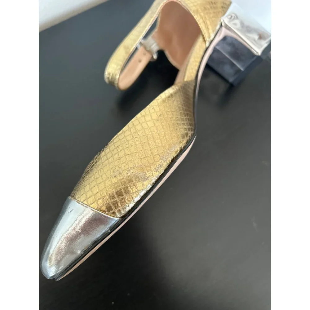 Millie ankle-strap heels in snake-embossed Italian leather Flaw BM688, Size 7H